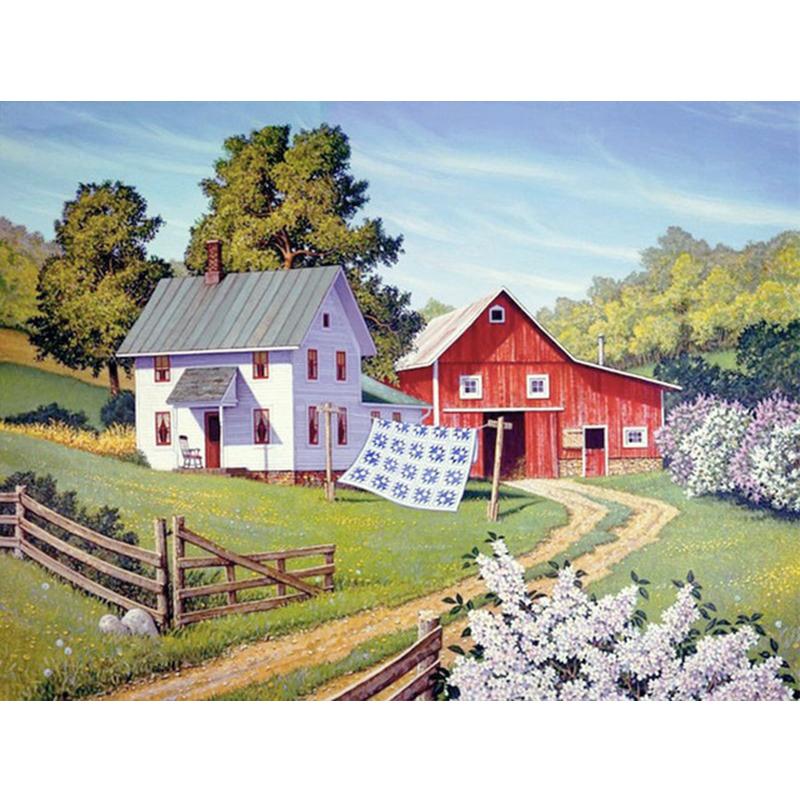 Полный Алмазная вышивка Дом Ремесло Комплект 5D DIY Алмазная картина Пейзаж Вышивка крестом Ферма Украшение дома