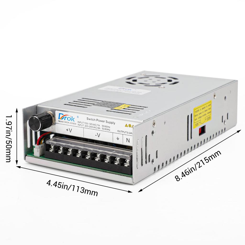 Импульсный источник питания DROK AC DC 20A 480W Регулируемый источник питания с стабилизацией напряжения и тока Преобразователь постоянного тока Преобразователь напряжения отключения при перегрузке