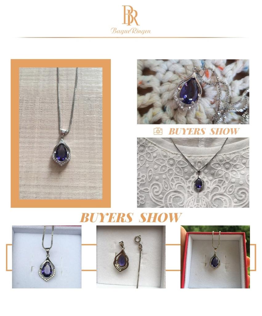 BELLA BOX Hot-selling Purple Water Shape Temperament Classic Necklaces Pendants For Women Wedding Engagement Female Gifts Jewelry
