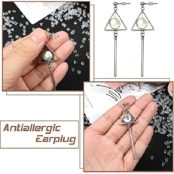 1000pcs Clear Plastic Rubber Safety Earring Backs Soft Silicone Clutch Ear Nut S