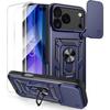 Protective Case for iPhone 17 Pro - BRAND - Rigid Shockproof - Navy Blue - 2 Tempered Glass