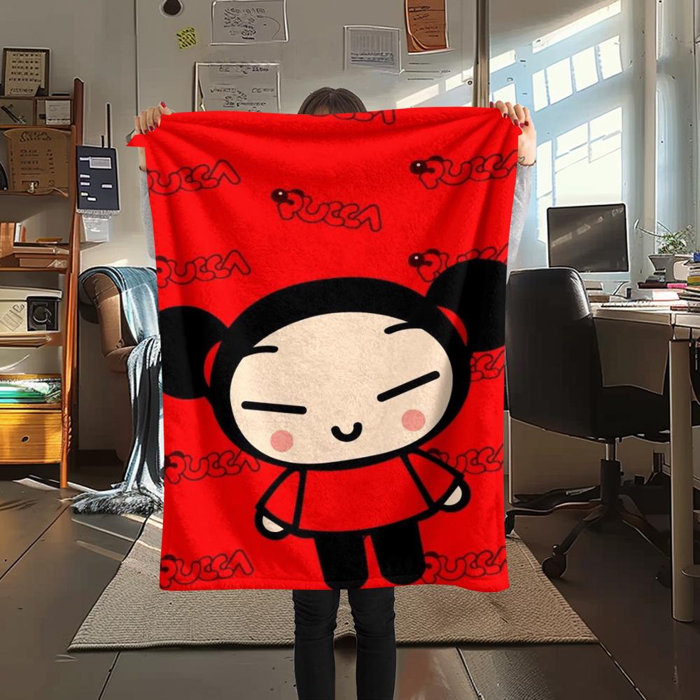 1PC PUCCA Print Flannel Blanket, High quality Comfortable for All Seasons, Home Decor, Warmth and Comfort, Perfect for Christmas Gifts123