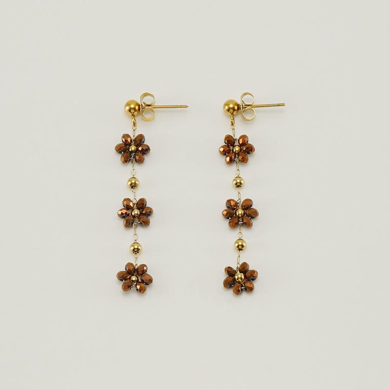 Нержавеющая сталь Новые серьги-цветы браслет ожерелье хрустальные бусины универсальные украшения в стиле бохо