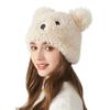 Зимняя женская вязаная шапка с медвежьим мехом, плюшевая шапка с защитой ушей, теплая шапка с рукавами, шапки с черепами