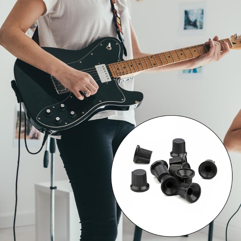 10 шт. Ручка управления потенциометром 6 мм Рифленое отверстие вала Ручка усилителя Пластиковые ручки для электрогитары Легко установить