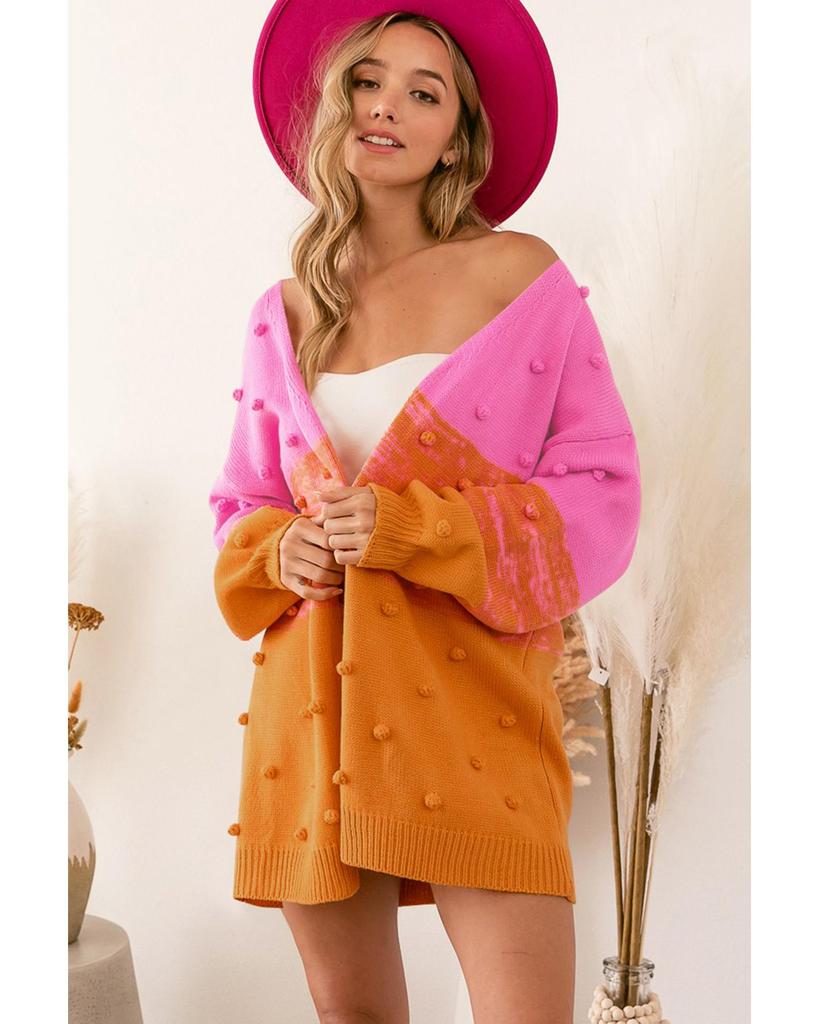 Azura Exchange Милый разноцветный кардиган с помпонами