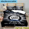 Custom Name Sturm Graz Football Crest Bedding Set 3PCS Duvet Cover Closure Includes 1 Duvet Cover & 2 Pillowcases for All Seasons Bedroom Decor