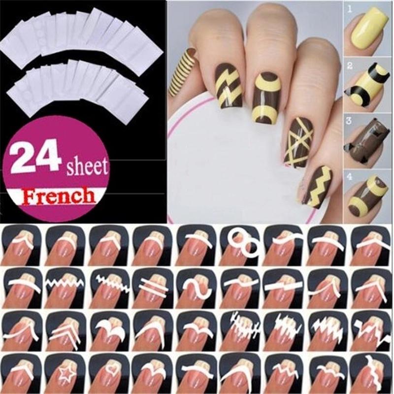 Трафарет для маникюра, трафарет для французского маникюра 24 листа