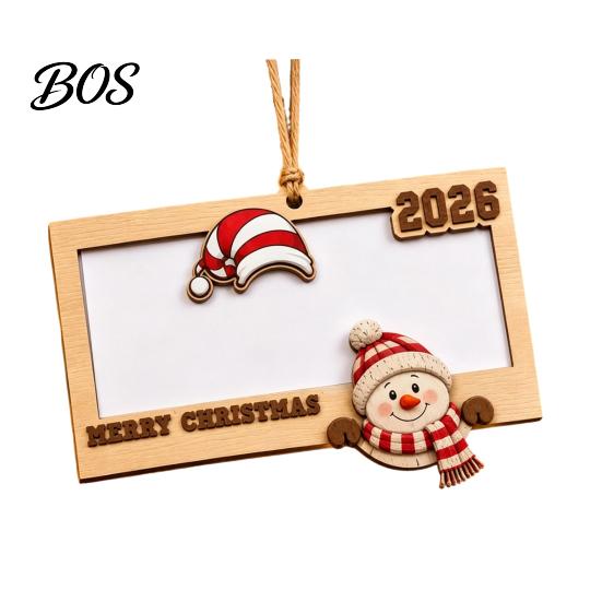 Hanging Holiday Decoration for Tree Wooden Money Holder, Personalized Cash Gift Wallet with Santa New Year Party Ornament Design, Creative Christmas