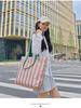 2026 Trendy Korean Color Block Stripe Large Tote Bag