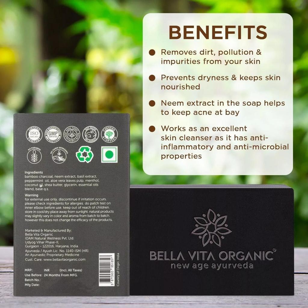 Мыло с древесным углем (150 г), Мыло для душа Coalwave, Bella Vita