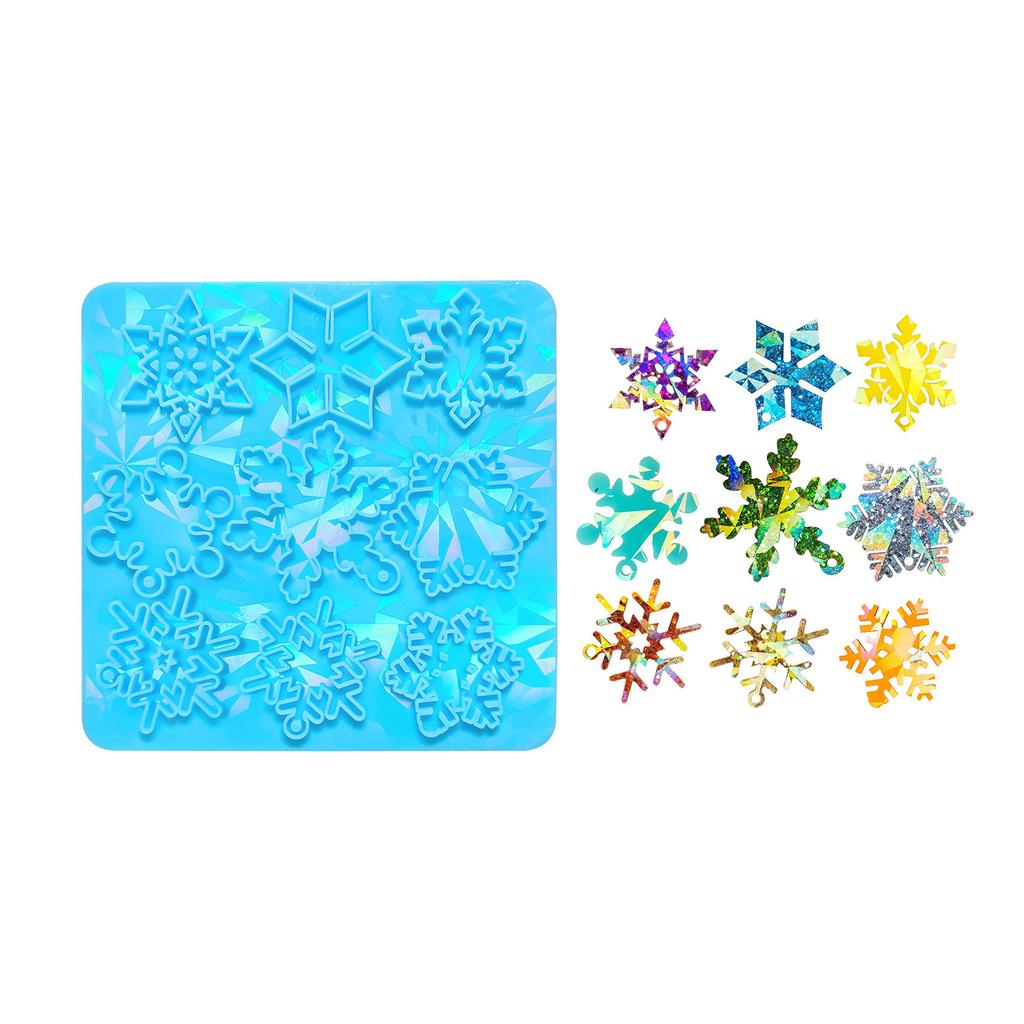 Rainbow Effects Snowflake Pendants Silicone Mold Holographic Christmas Decoration Snowflake Charm Resin Molds DIY Craft