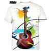Men's 3D Printed Music Bass Guitar Pattern T-shirt Men's Fashion Hip Hop Funny Short Sleeve Round Neck T-shirt Fashionable Tops