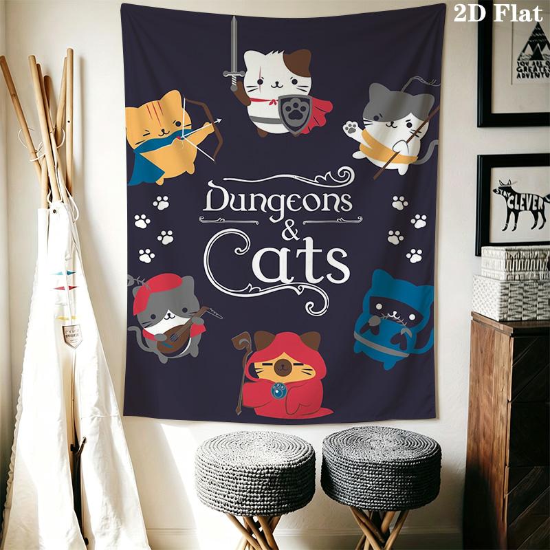 Dungeons & Kitties Pattern Home Decor Tapestry, Wall Hanging, Decorative RV Wall Cloth.SGT0917207