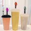 4Pcs Straw Cover Cute Hat Silicone Straw Toppers Dustproof Splashproof Straw Lid Water Bottle Accessory