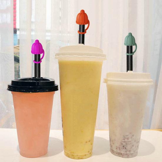 4Pcs Straw Cover Cute Hat Silicone Straw Toppers Dustproof Splashproof Straw Lid Water Bottle Accessory