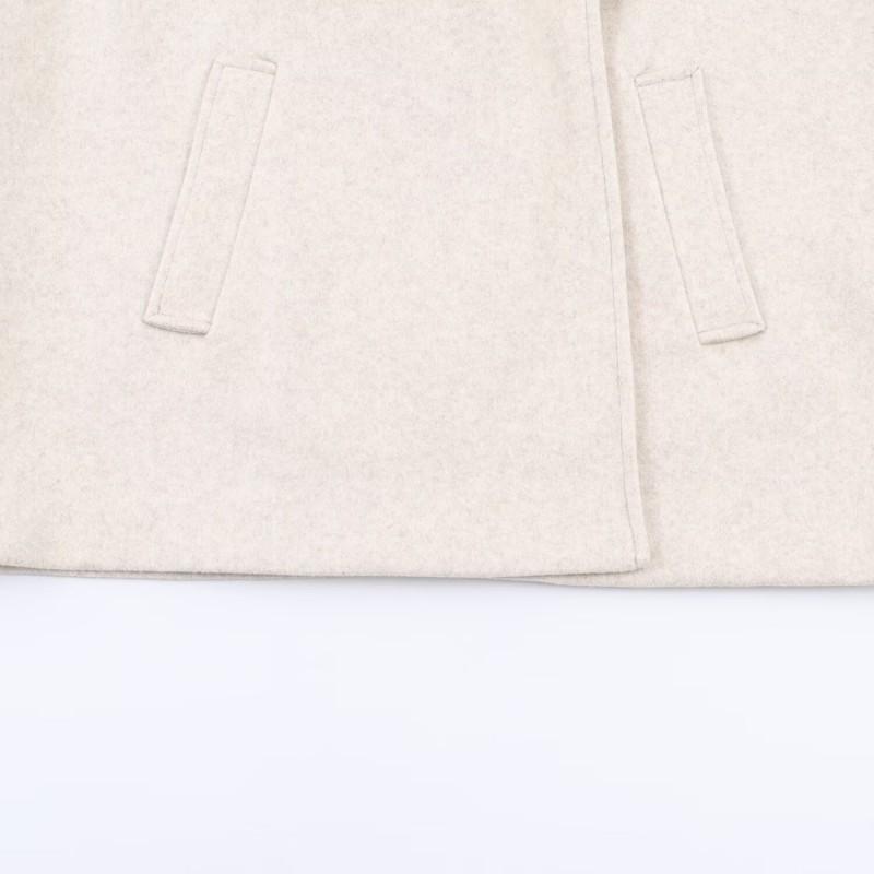 Womens Short Wool-Blend Coat With Faux Fur Collar Elegant Office Chic Winter Outerwear