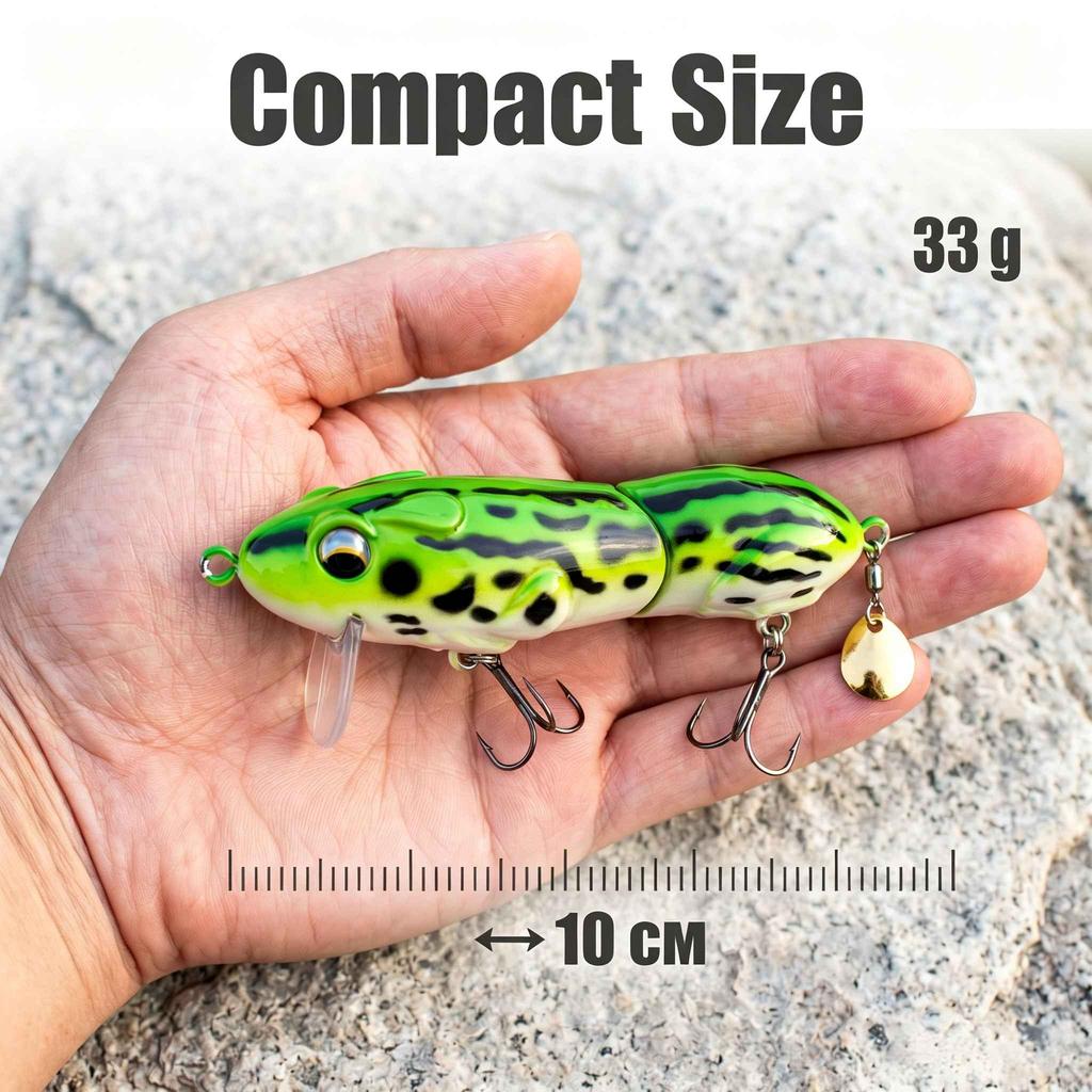 10cm 33g Floating Jointed Mouse Fishing Lure with Spinning Blade, Realistic Topwater Hard Bait Treble Hooks for Bass Freshwater Fishing