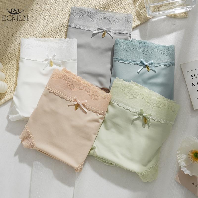 Ice Silk Panties for Women New Bow Seamless Mid-waist Underwear Summer Thin Breathable Pure Cotton Crotch Sexy Briefs