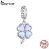 925 Sterling Silver Four-Leaf Clover Charm Pendant for Bracelet DIY Jewelry