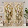 2 Pieces Sunflower Vase Luxury Gold Flower Western Classical Vase Window Treatment Curtains For Living Room Bedroom Home Decor