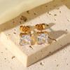 Серьги-гвоздики INS, простые и изысканные, из нержавеющей стали 18K, с квадратным цирконом, белые/розовые/чайного цвета, для женщин
