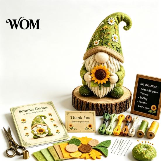 Sea Animal Supplies Kit DIY Patchwork Doll Kit, Handmade Gnome Sewing Set Cloth for Home Decor, Fabric Cartoon Dragon Crafts Beginner Decorative