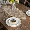 Waterproof Tablecloth Pvc Transparent Soft Golden Lace Embroidered Oil -Proof Table Cover Coffee Table Crystal Plate Table Cloth