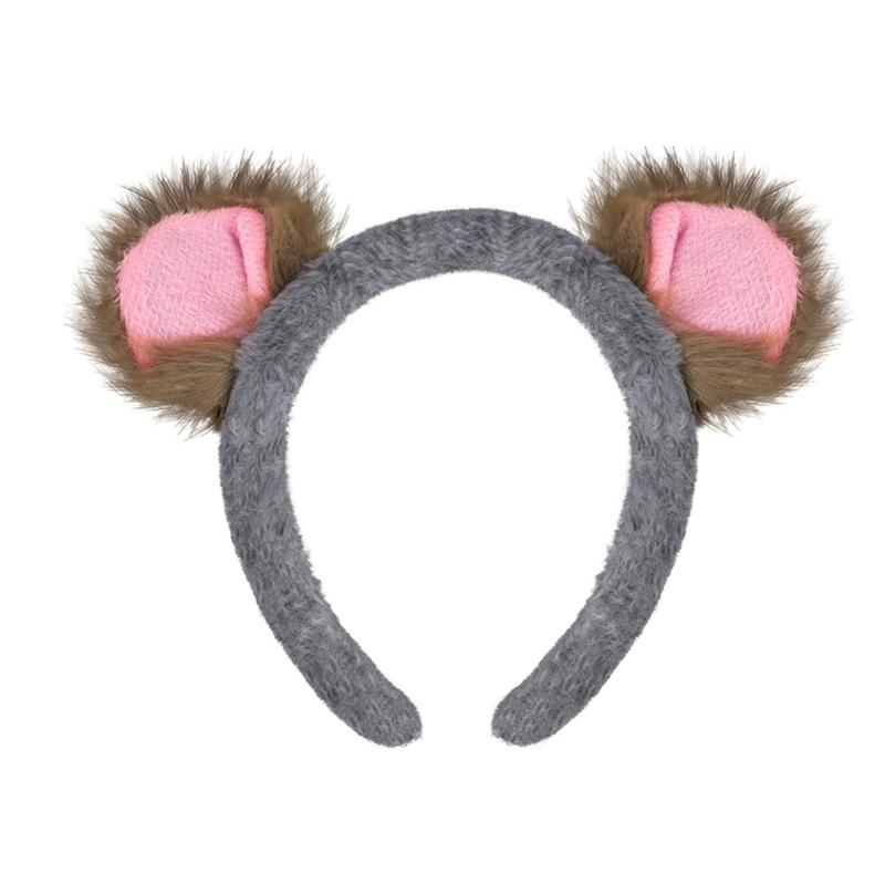 Koala Costume Accessories Set Koala Ears Headband Tail Bowtie Animal Fancy Dress Costume for Halloween Cosplay Party