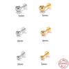 Ins Simple Ball Round Bead S925 Sterling Silver Stud Earrings 16G Flat Head Thread Puncture Cartilage Stud Earrings