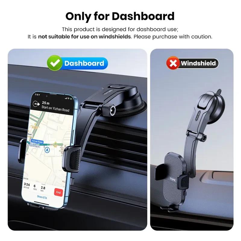 TOPK Super Stable Car Phone Holder, Magnetic Phone Holder Car Dashboard and Air Vent Mount, Compatible with All Smartphones