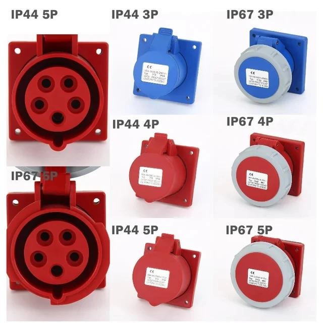 Промышленная вилка и розетка 16/32А 3P/4P/5Pin Электрический разъем IP67 Настенная розетка Вилка папа и розетка мама