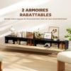 Suspended TV Cabinet 140cm TV Stand For 72 Inch Television 2 Drop Down Doors 140x25x22cm Natural Wood And Black