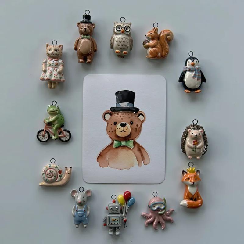 1Pcs Color Preserved Stainless Steel Diy Jewelry Necklace Bracelet Accessories Cartoon Owl Squirrel Hedgehog Charms Pendant