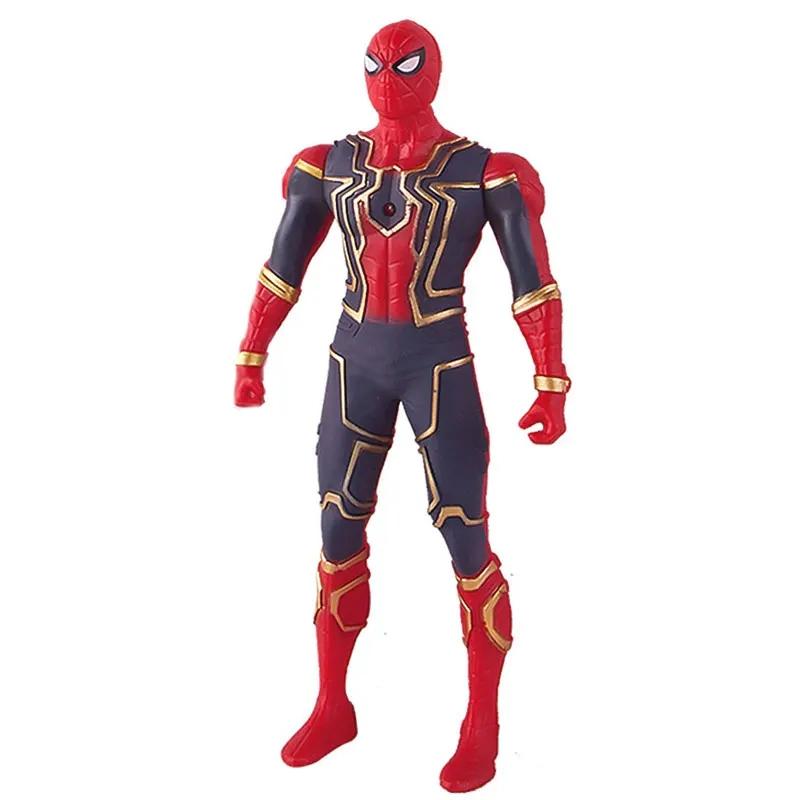 17 см Детские игрушки Фигурки Marvel Аниме Человек-паук Халк Фигурка действия Железный человек Мультяшная Детская игрушка Рождественский подарок Светящаяся кукла Хобби