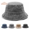 Bucket Hat Solid Color Washed Vintage Anti-UV Sunscreen Decorative Denim Unisex Women Men Cap Headwear