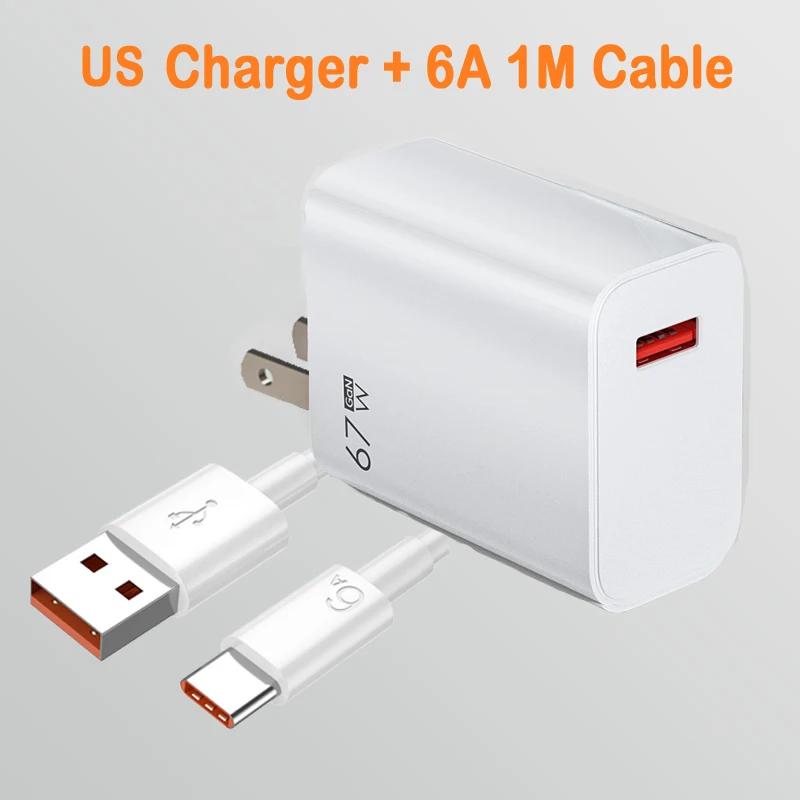 67 Вт USB быстрое зарядное устройство Quick Charge 3.0 для Xiaomi Mi 14 13 12 11 Pro мобильный телефон зарядное устройство адаптер 6A USB Type C кабель дорожный штекер