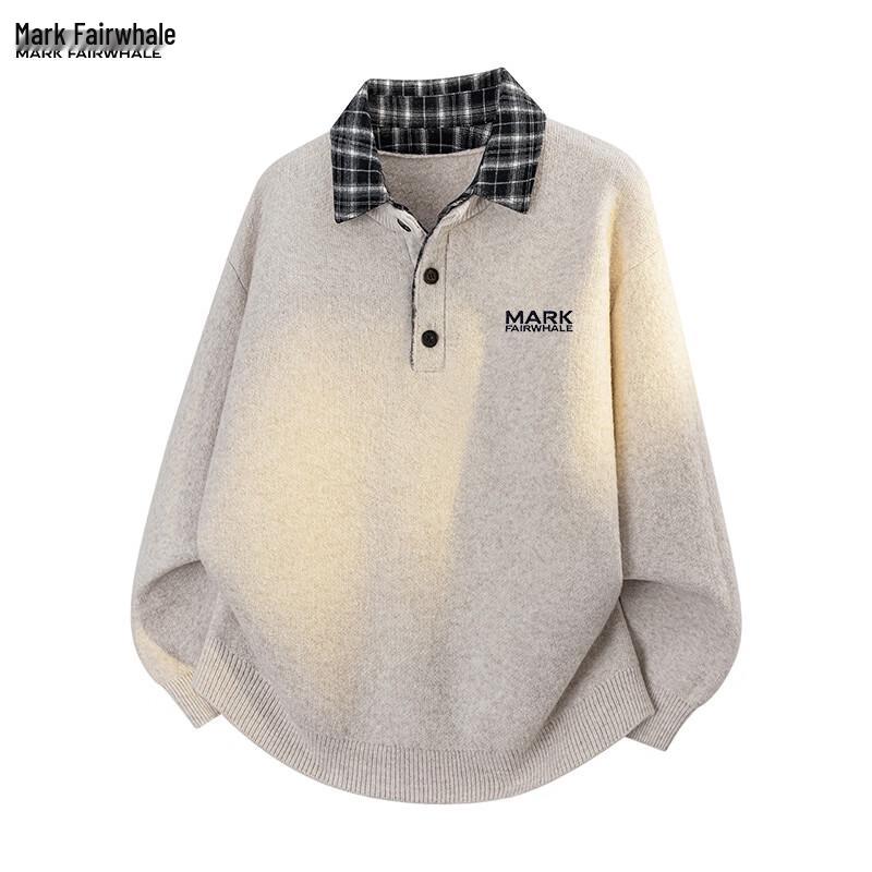 MARK FAIRWHALE Men's Casual Polo Collar Knitted Sweater
