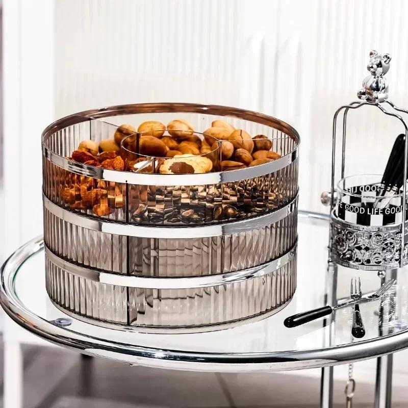 Разделенная тарелка для закусок с фруктами, сервировочный поднос, стойка с крышкой, отделение для хранения конфет, орехов, сухофруктов, пластиковая тарелка