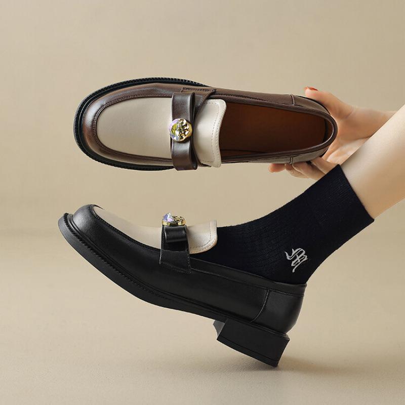 Новые удобные женские лоферы размер женской обуви повседневные с легким вырезом на низком каблуке однотонные резиновые с круглым носком на плоской подошве