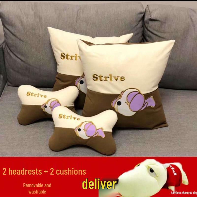 Car Neck and Lumbar Support Pillow Set – Cute Cartoon Design