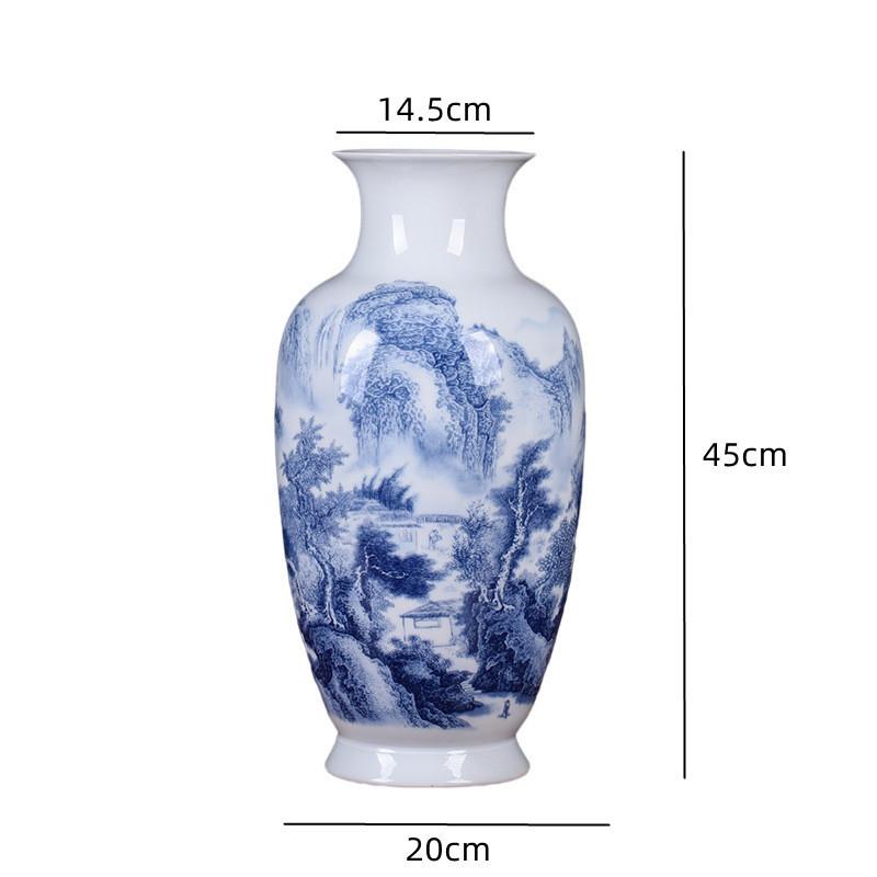 Китайский стиль классическая Цзиндэчжэнь сине-белая глазурь среднего цвета пейзажная ваза украшение для дома коллекционные украшения