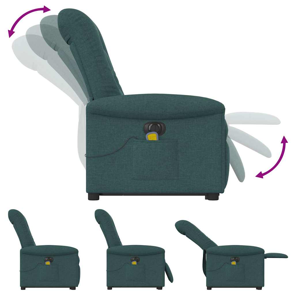 Electric Massage Recliner with Rising Function Dark Green Fabric
