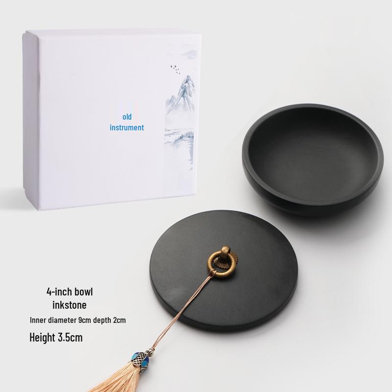 Upgraded Double-Ring Moisturizing Non-Drying Inkstone with Lid for Calligraphy