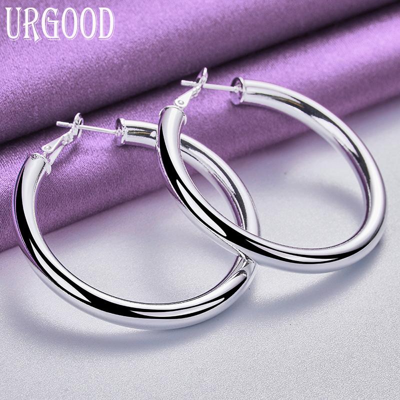 Круглые серьги из стерлингового серебра 925 пробы диаметром 50 мм Романтические украшения