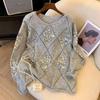 2024 European Loose-Fit Sequin Knit Sweater for Women - Oversized, Versatile Pullover