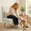 Convertible Chauffeuse Chair 3-in-1 Armchair Bed Single Bed 5-Position Backrest in Fabric with Cushion, Cream