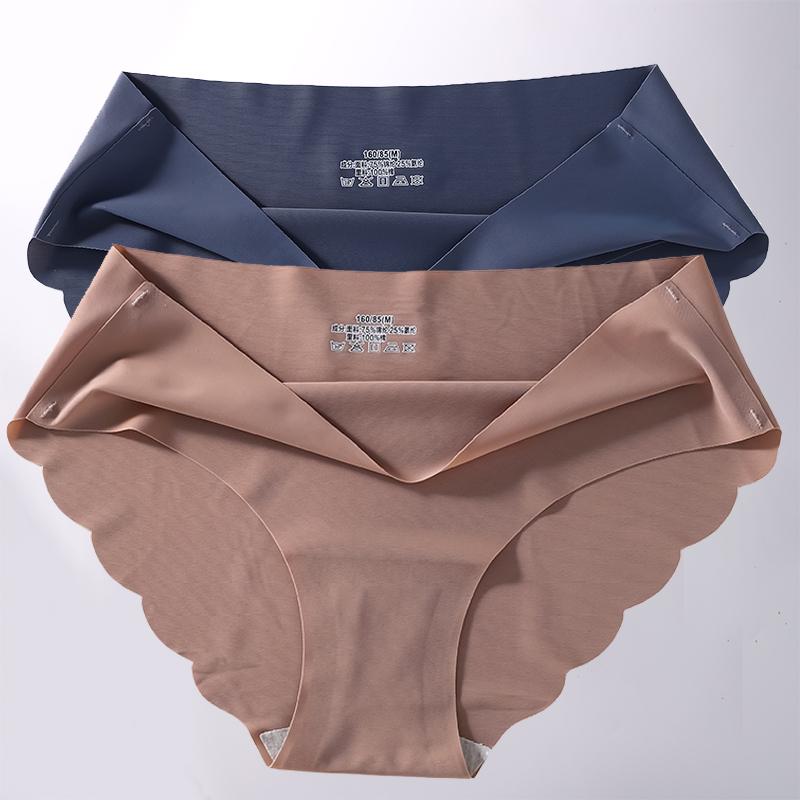 2PCS/Set M-XL Seamless Ice Silk Sexy Women Panties Pantys 7 Solid Colors Breathable Pantys Underwear For Girls Lingerie