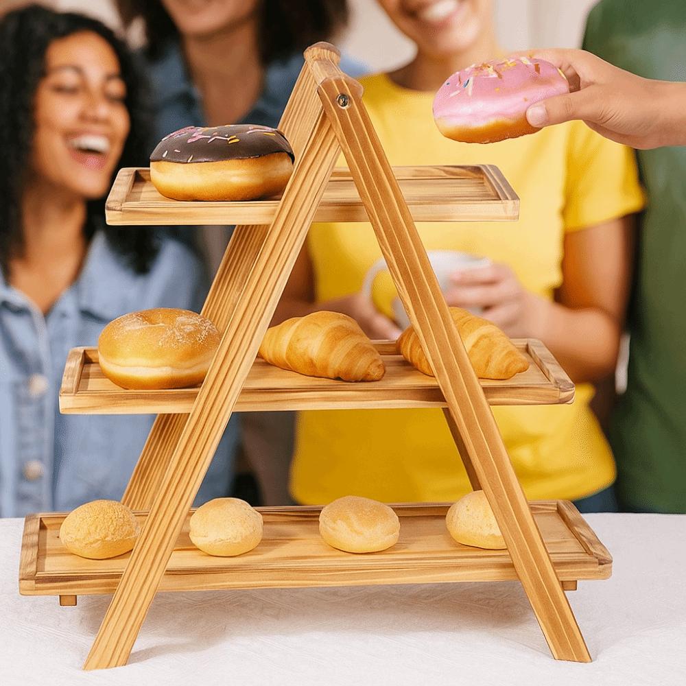 Wood Multilayer Dessert Stand Detachable Design Food Serving Tray Party Serving