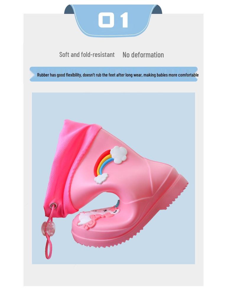 Мультяшные детские водонепроницаемые резиновые дождевые сапоги с нескользящей подошвой для малышей и детей